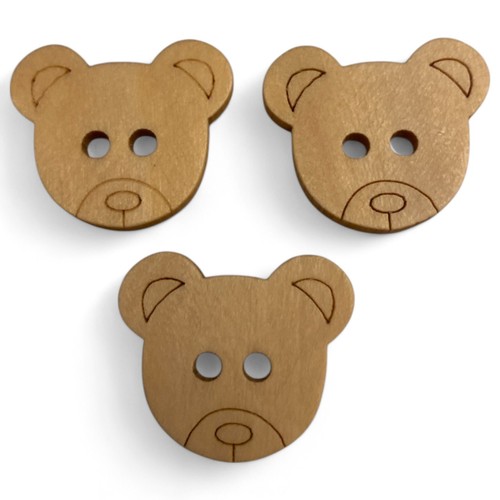 21mm wooden engraved teddy - 21mm,