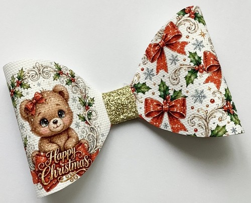 Christmas teddy bear printed - christmas,