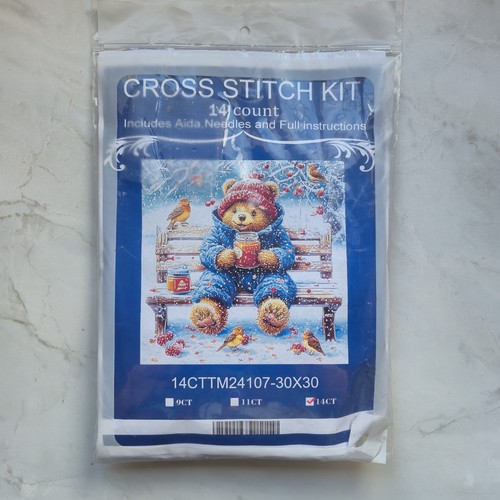 Teddy bear winter cross stitch - teddy,