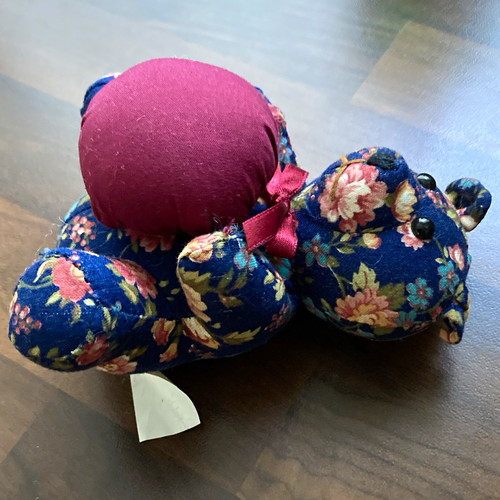 Floral fabric teddy bear pin - floral,