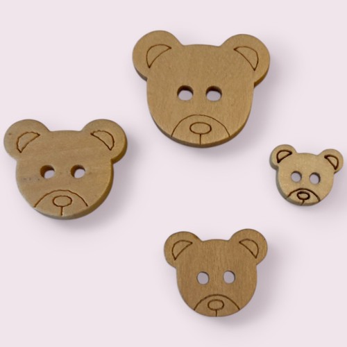 Buttons teddy bear head - bear, wooden