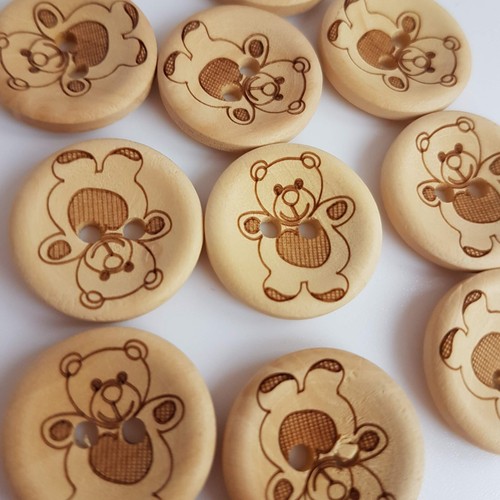 Wooden teddy bear buttons - bear, |