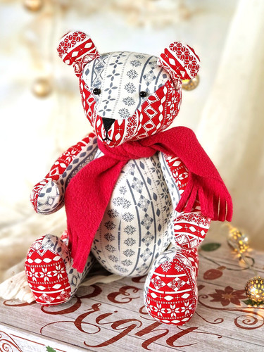 Memory bear fabric toy - bear,, sewing